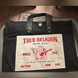 True Religion Black and White Tote Bag